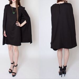 Black Small Ponte Knit Cape Dress Knee Length